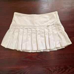 Vintage Y2K Aeropostale Mini Bow Skirt Corduroy Micro Pleated Cream